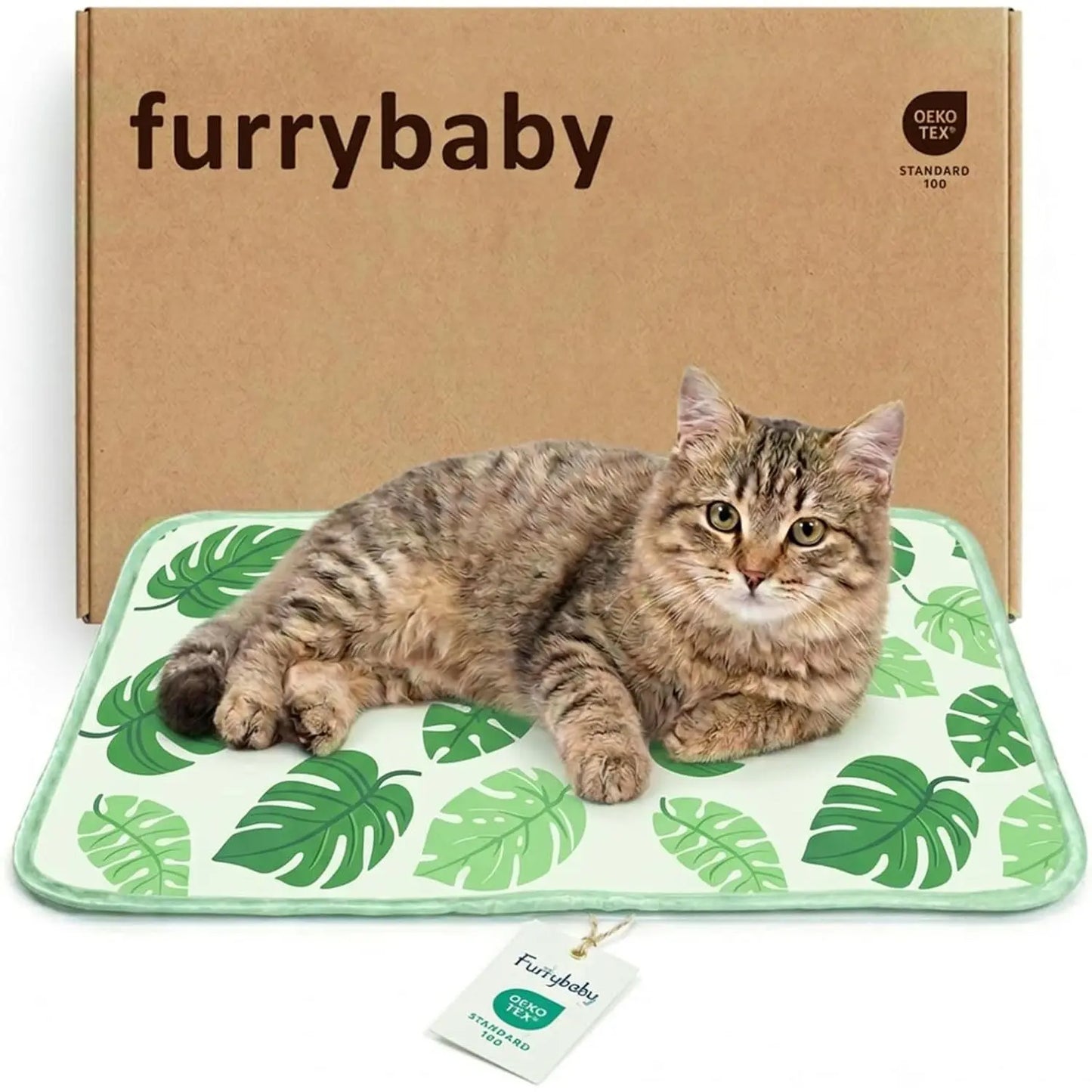 Pet Cooling Mat for Dogs and Cats, Soft and Breathable Self-Cooling Pad, 23" x 18" Washable Non-Slip Crate Mat for Indoor and Outdoor Use, Leaf Design