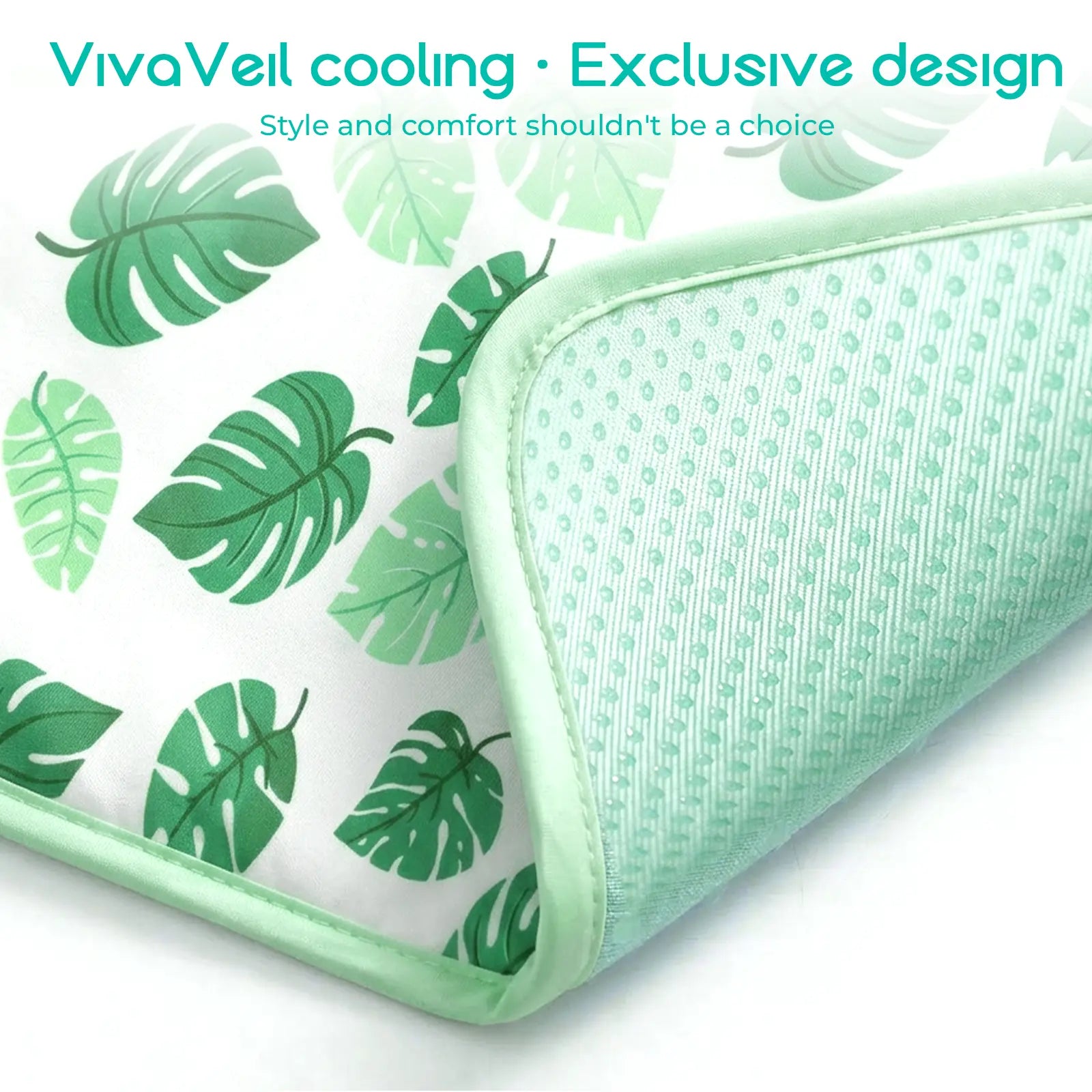 Pet Cooling Mat for Dogs and Cats, Soft and Breathable Self-Cooling Pad, 23" x 18" Washable Non-Slip Crate Mat for Indoor and Outdoor Use, Leaf Design