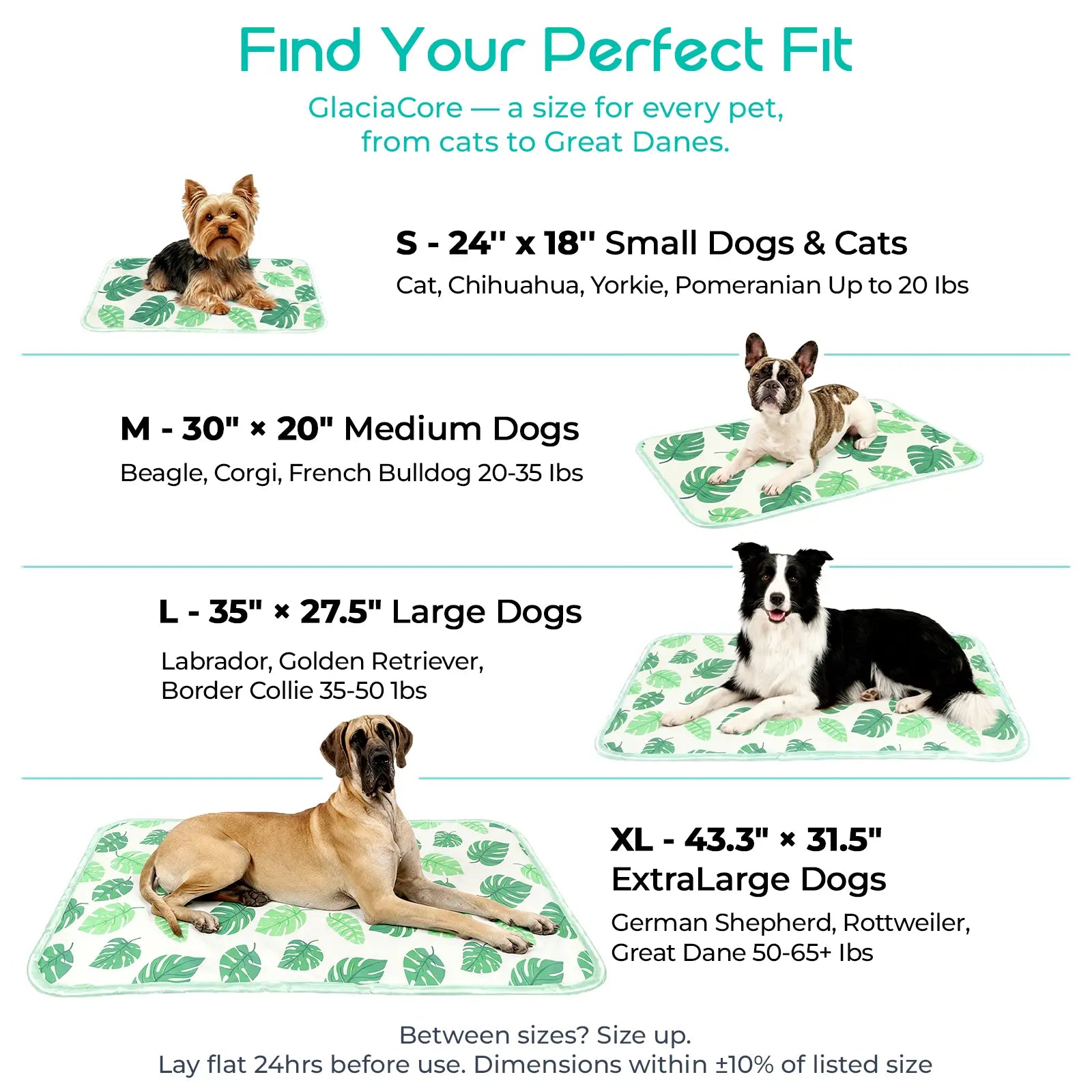 Pet Cooling Mat for Dogs and Cats, Soft and Breathable Self-Cooling Pad, 23" x 18" Washable Non-Slip Crate Mat for Indoor and Outdoor Use, Leaf Design