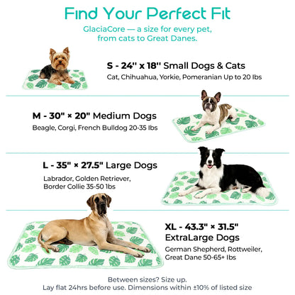 Pet Cooling Mat for Dogs and Cats, Soft and Breathable Self-Cooling Pad, 23" x 18" Washable Non-Slip Crate Mat for Indoor and Outdoor Use, Leaf Design